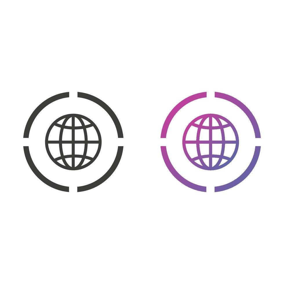 globe, webbplats platt ikon i solid och gradient färg vektor