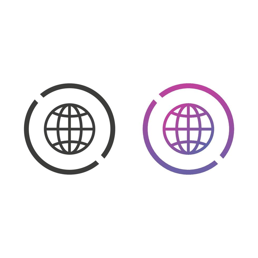 globe, webbplats platt ikon i solid och gradient färg vektor