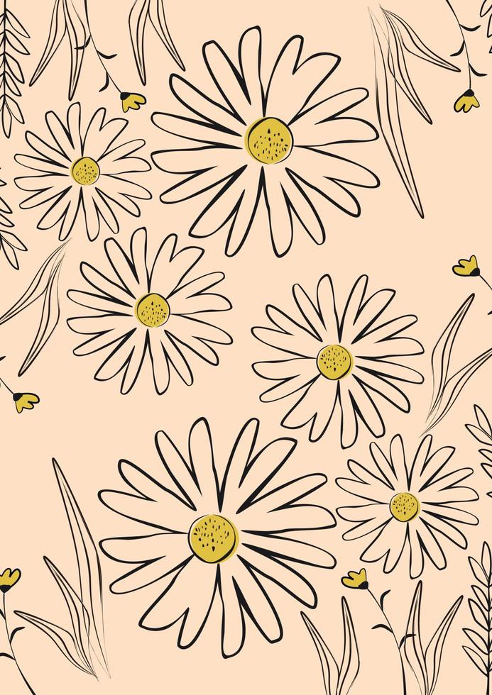 daisy blomma blommönster bakgrund vektor