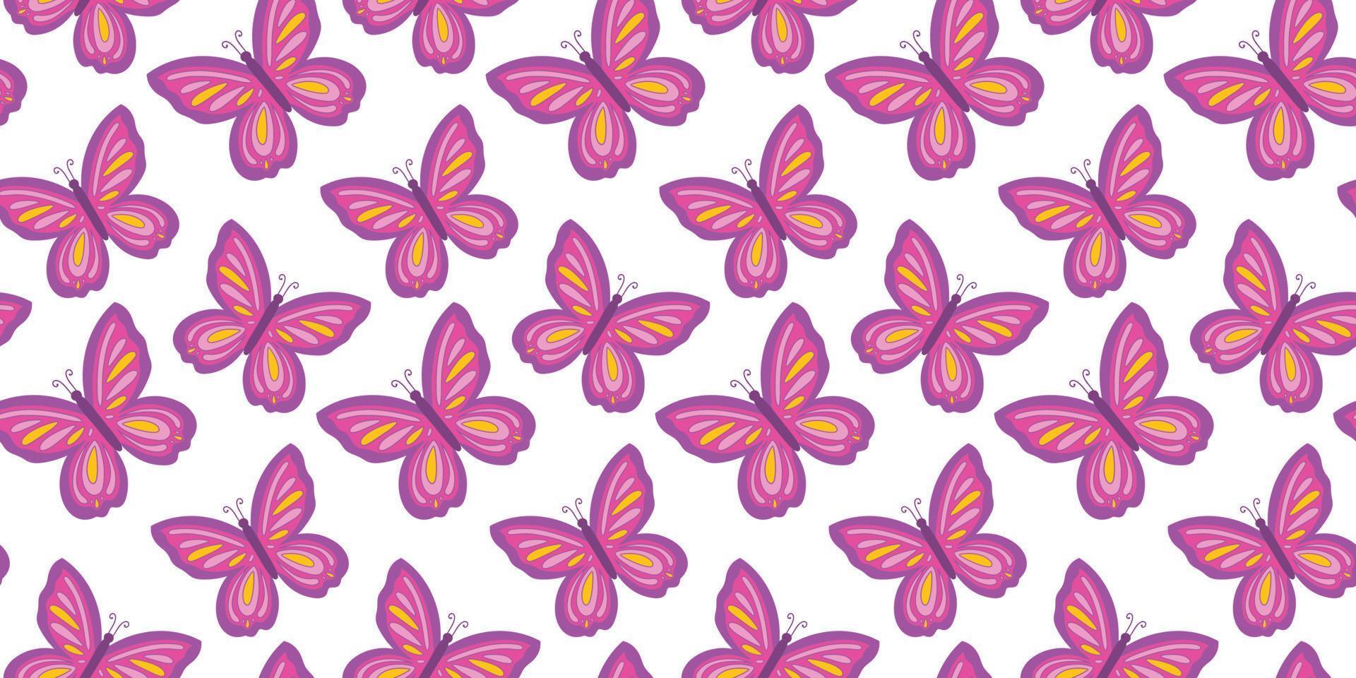 nahtloses Muster mit buntem Schmetterling. nahtlose Muster Vektor Hintergrund. retro vintage nostalgisch mädchenhaft wiederholen textur design