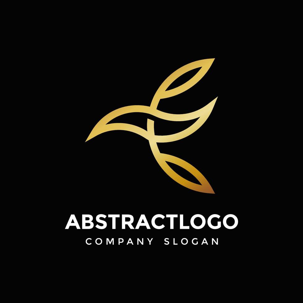 gyllene färg fågel logotyp ikon med blad form mall design vektor