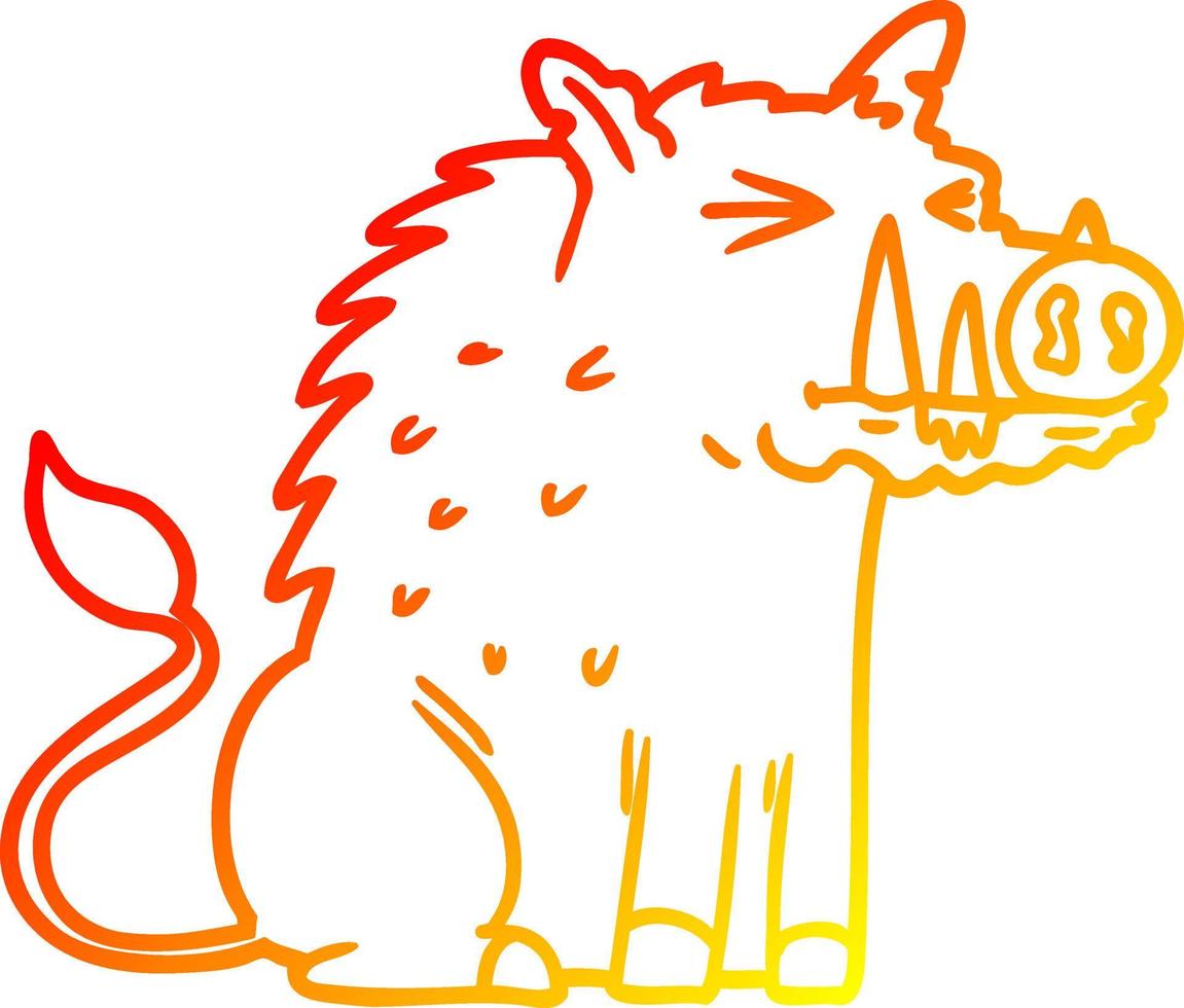 warme Gradientenlinie Zeichnung Cartoon Warzenschwein vektor