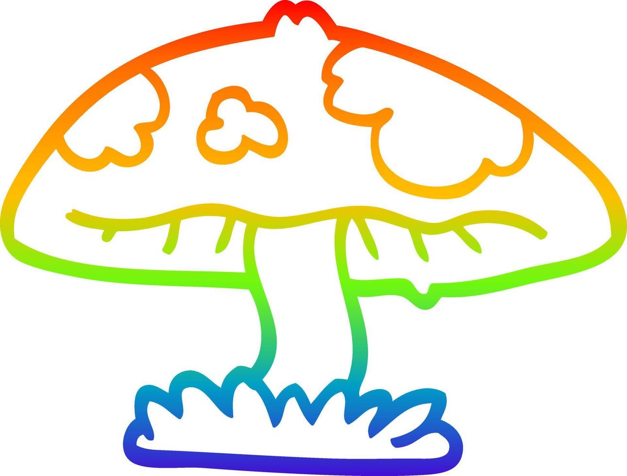 Regenbogen-Gradientenlinie Zeichnung Cartoon-Pilz vektor