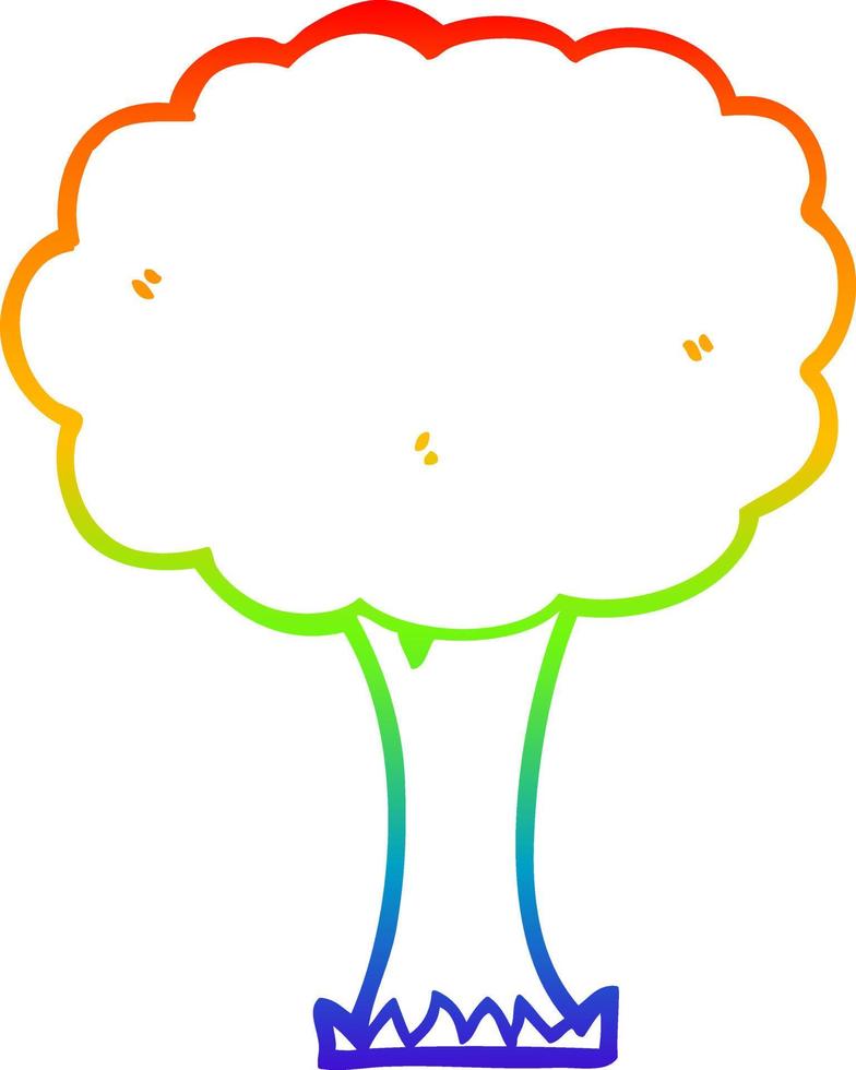 Regenbogen-Gradientenlinie Zeichnung Cartoon-Baum vektor