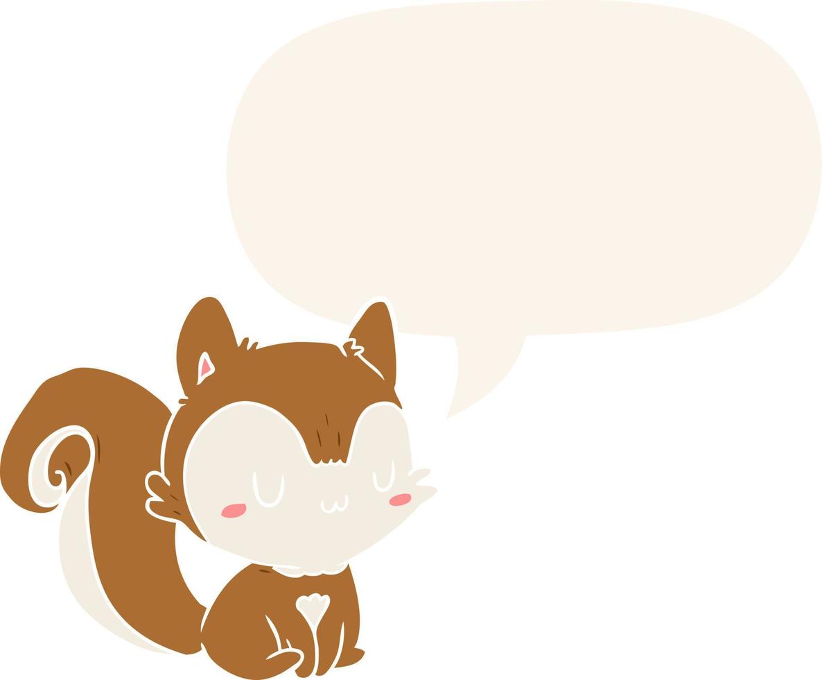 Cartoon-Eichhörnchen und Sprechblase im Retro-Stil vektor