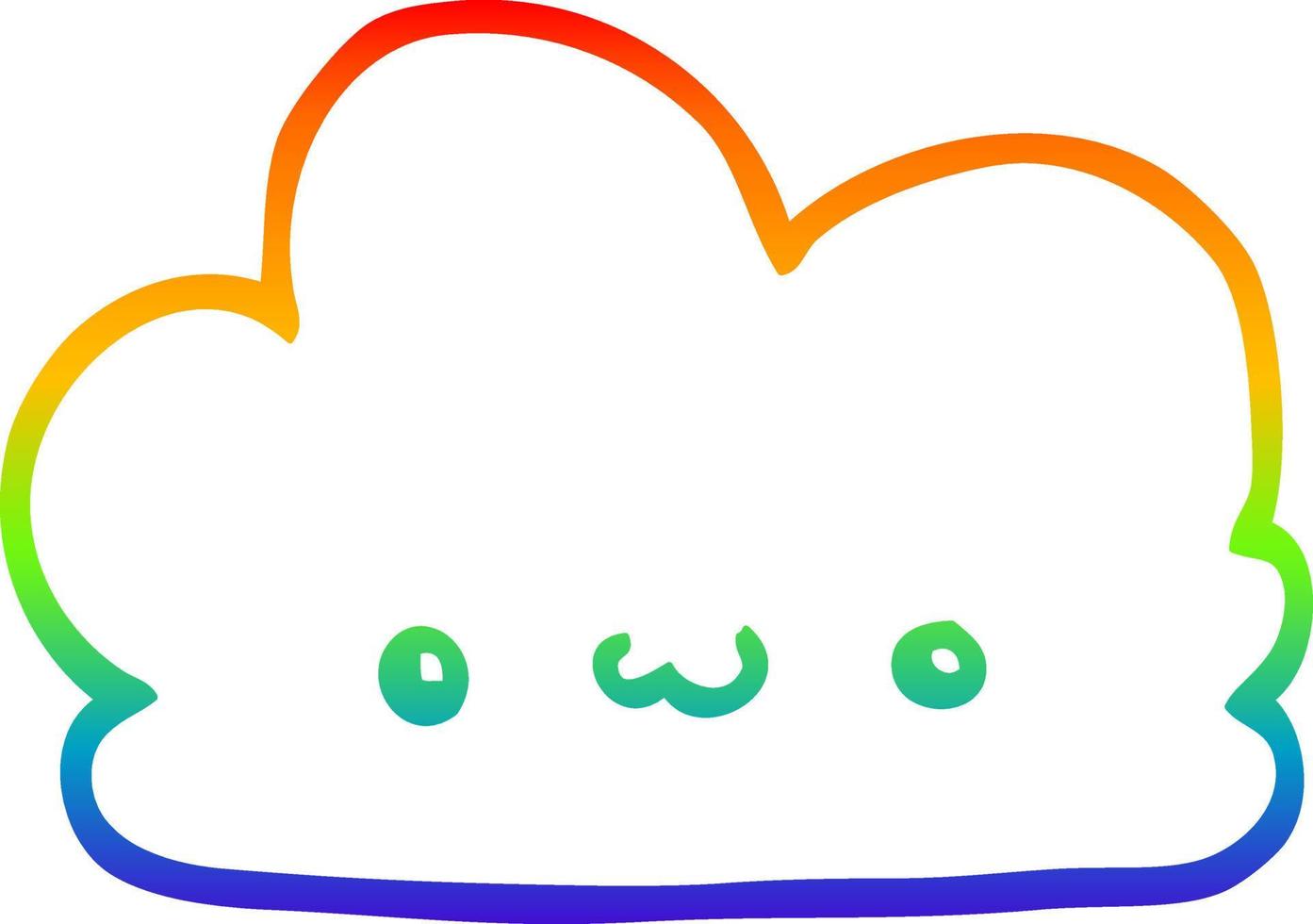 Regenbogen-Gradientenlinie, die niedliche Cartoon-Wolke zeichnet vektor
