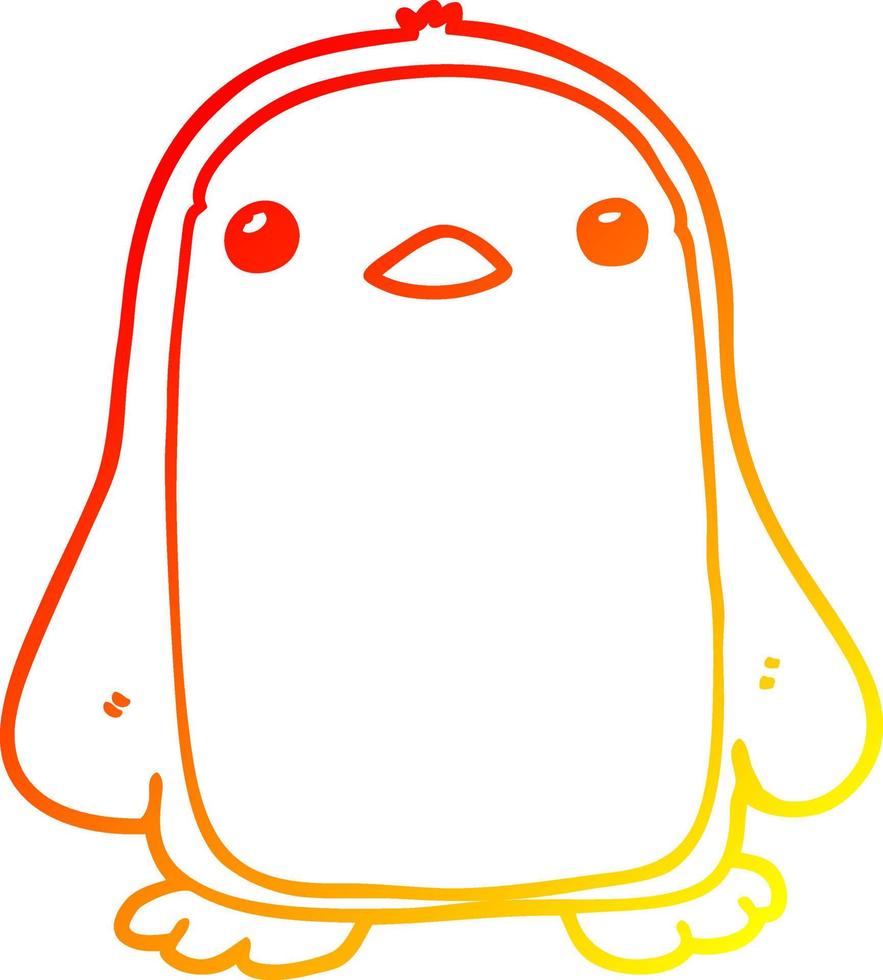 warme Gradientenlinie zeichnet niedlichen Cartoon-Pinguin vektor