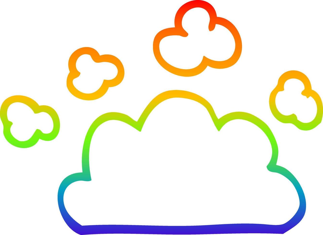 regnbågsgradient linjeteckning tecknade väder moln vektor