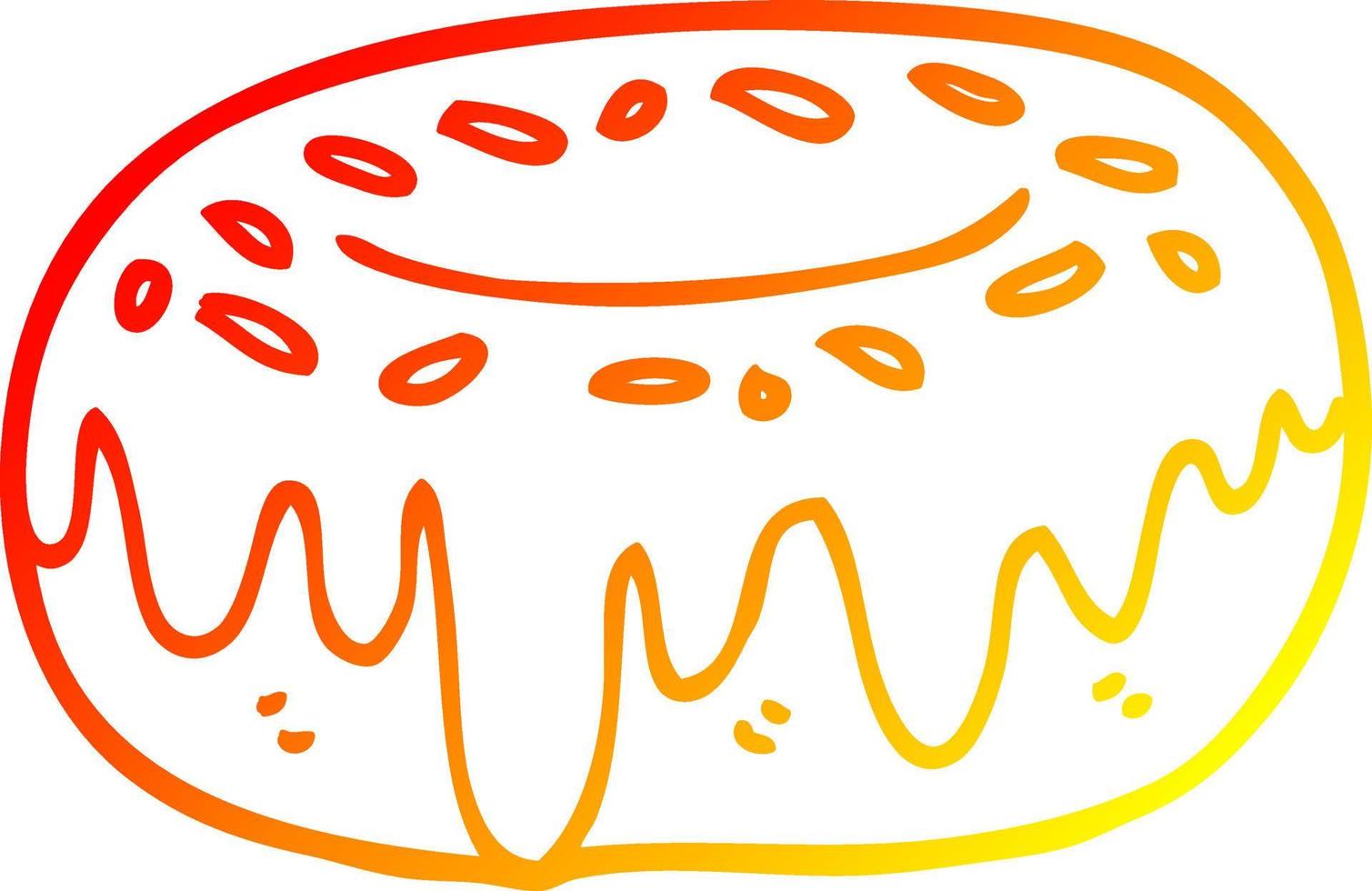 warme Gradientenlinie Zeichnung Cartoon-Donut mit Streuseln vektor