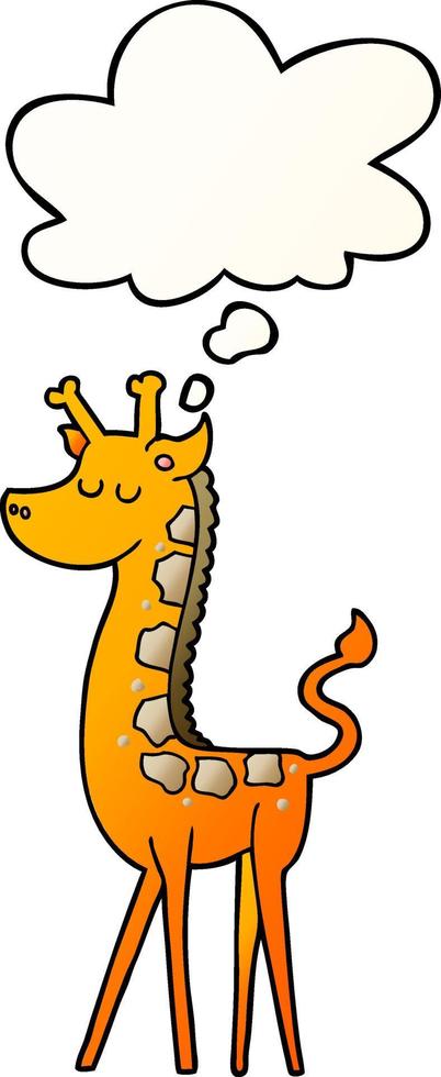 tecknad giraff och tankebubbla i mjuk gradientstil vektor
