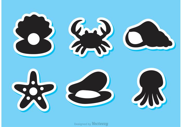 Schwarze Sealife Vektor Icons