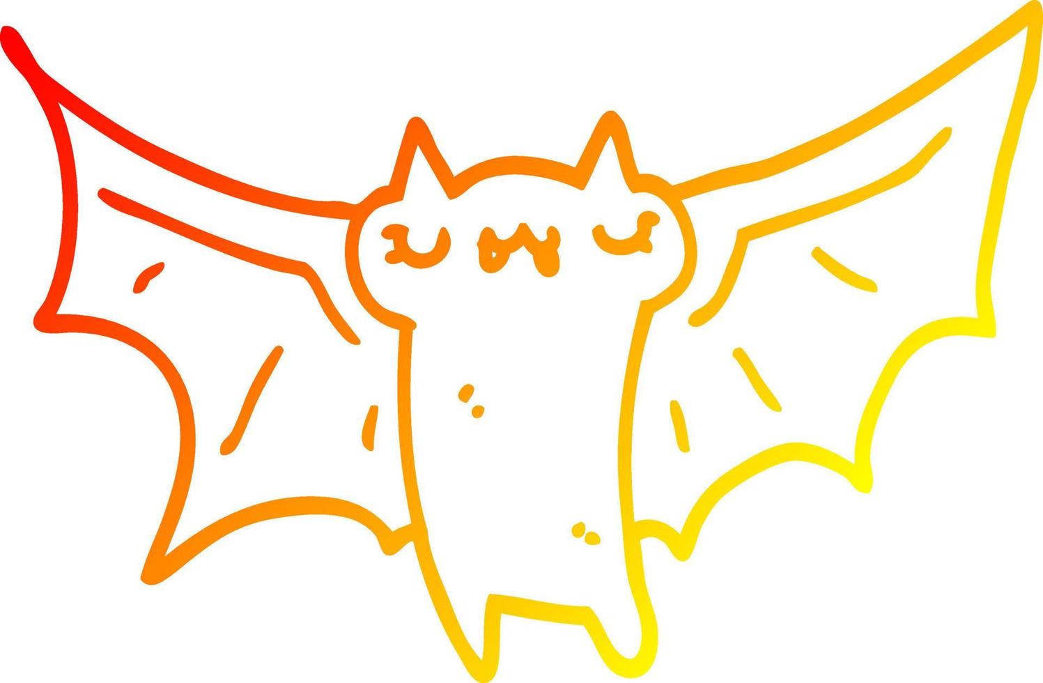 Warme Gradientenlinie zeichnet niedliche Cartoon-Halloween-Fledermaus vektor