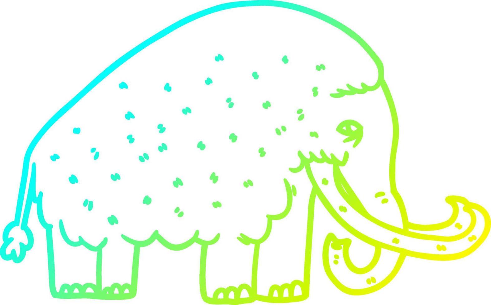 Kalte Gradientenlinie Zeichnung Cartoon Mammut vektor