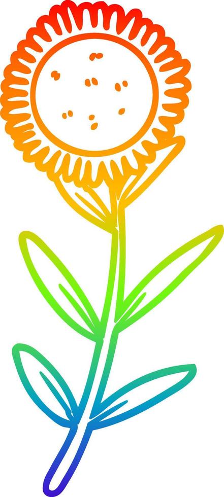 Regenbogen-Gradientenlinie Zeichnung Cartoon-Sonnenblume vektor
