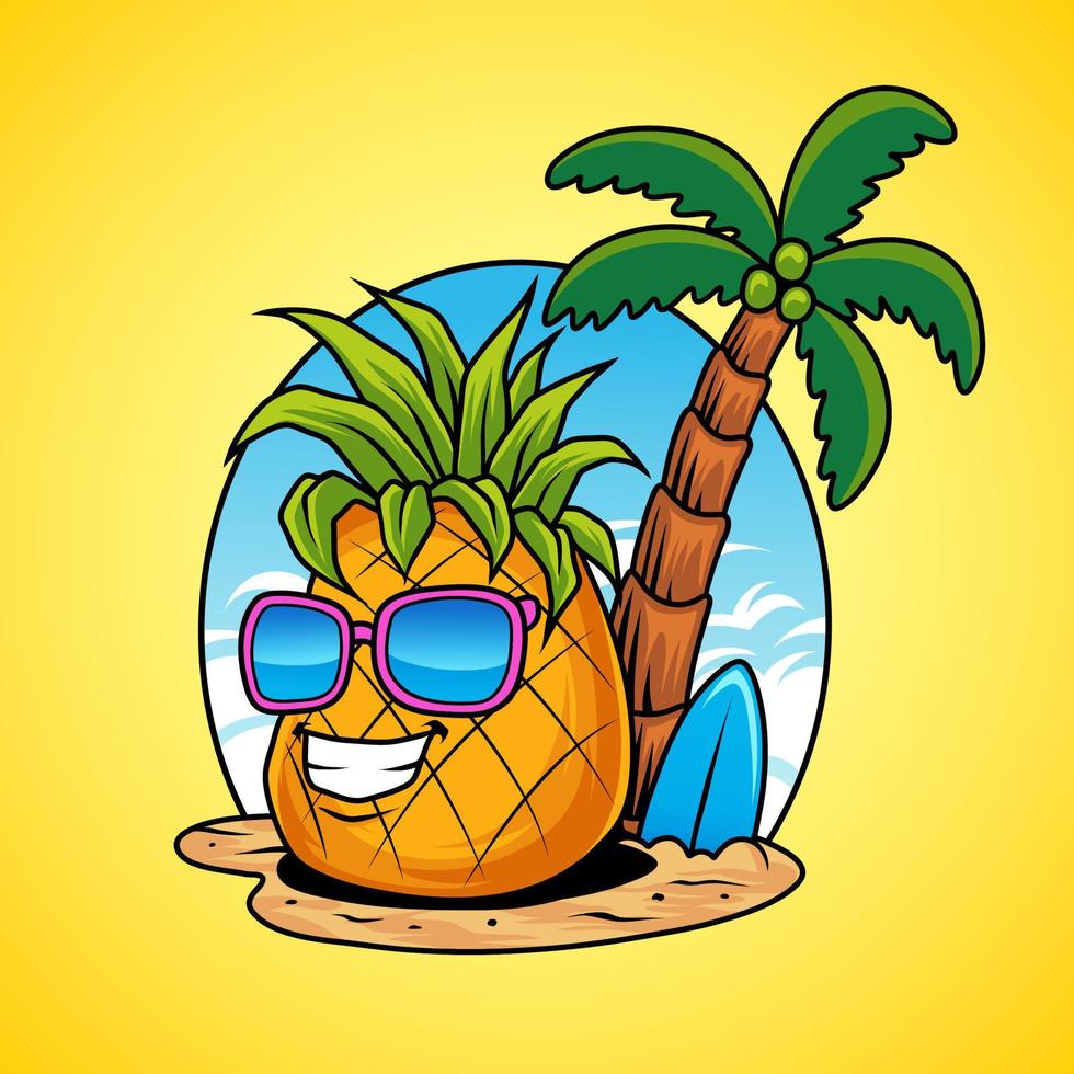 Sommer-Ananas-Cartoon vektor