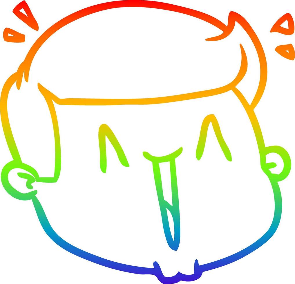 Regenbogen-Gradientenlinie, die glückliches Cartoon-männliches Gesicht zeichnet vektor