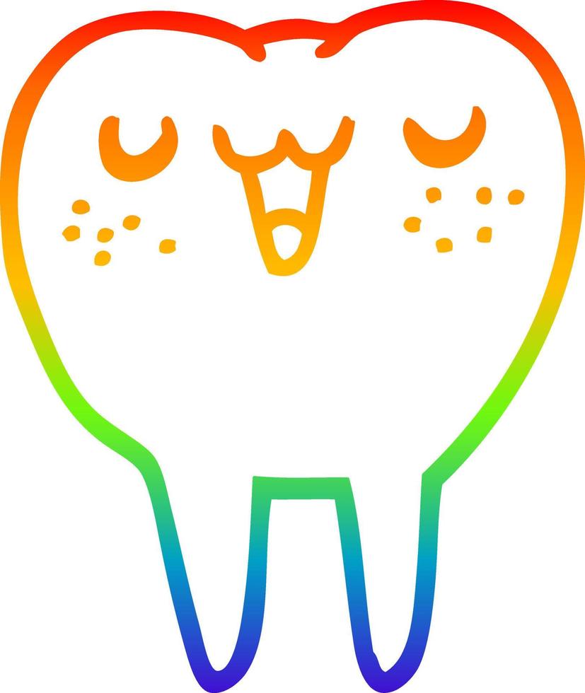 Regenbogen-Gradientenlinie Zeichnung Cartoon-Zahn vektor