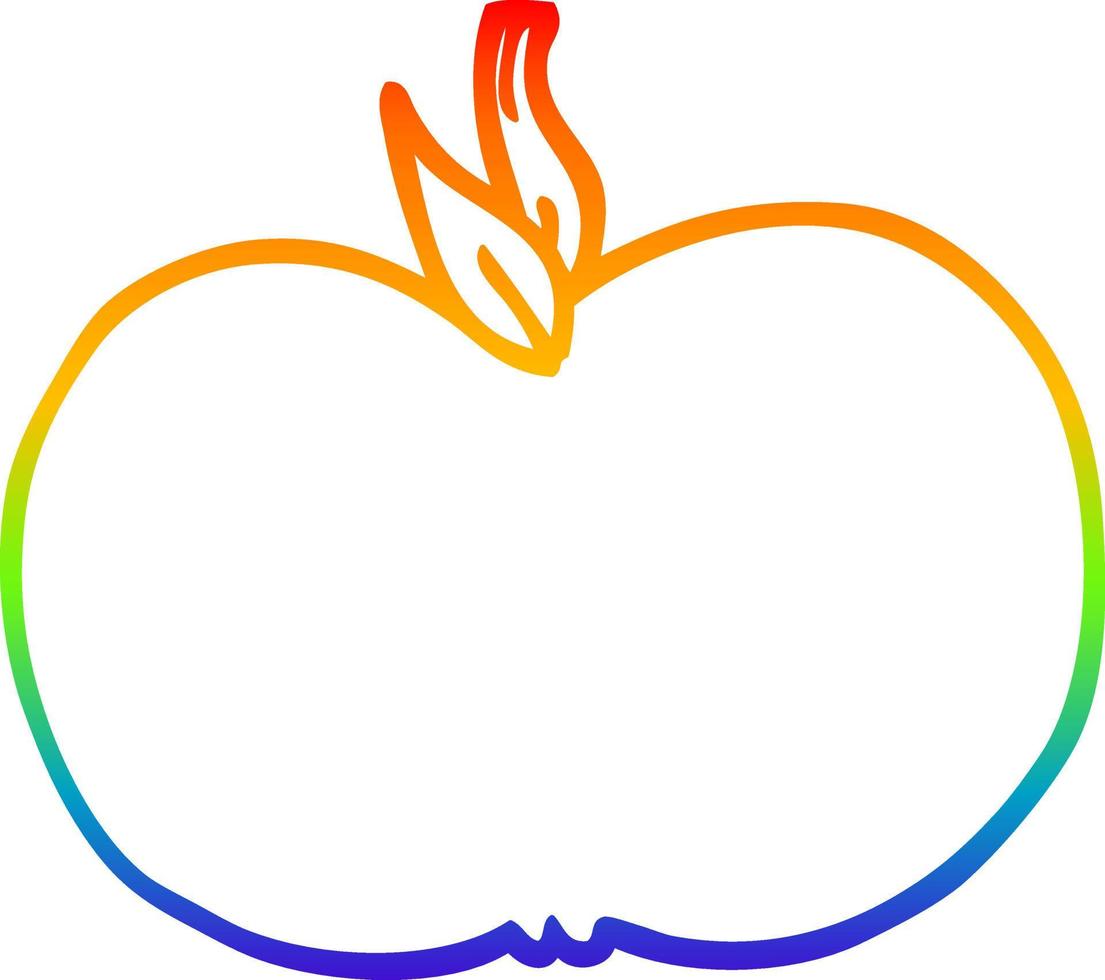 regnbågsgradient linjeteckning tecknad saftigt äpple vektor