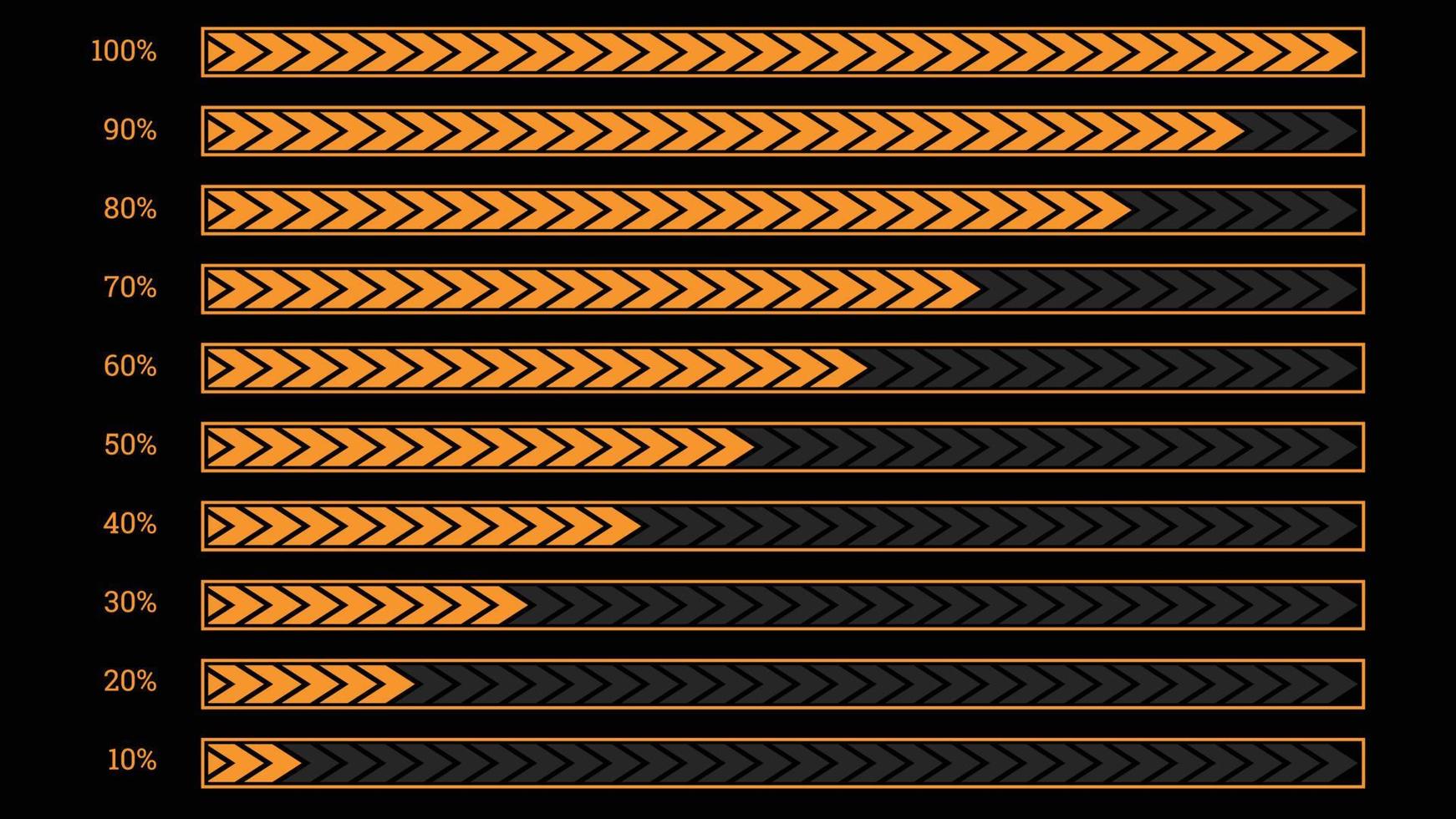 Modernes prozentuales Infografik-Objekt in Form eines orangefarbenen, durchgestrichenen Balkens vektor