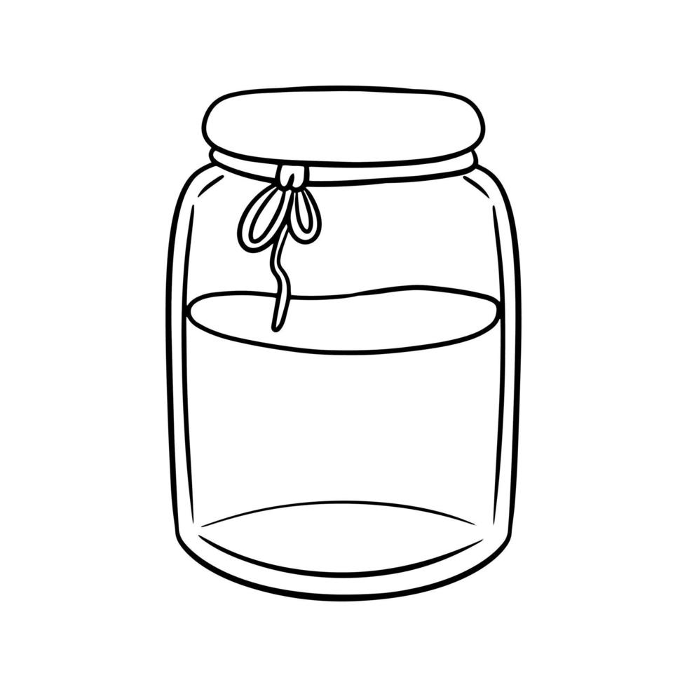 monokrom bild, hög glasburk med honung, olja, vektorillustration i tecknad stil på en vit bakgrund vektor