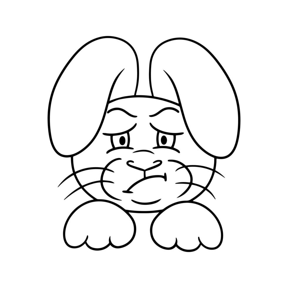 monochromes bild, charakter wütendes graues kaninchen, verärgerter hase, vektorillustration im karikaturstil auf einem weißen hintergrund vektor