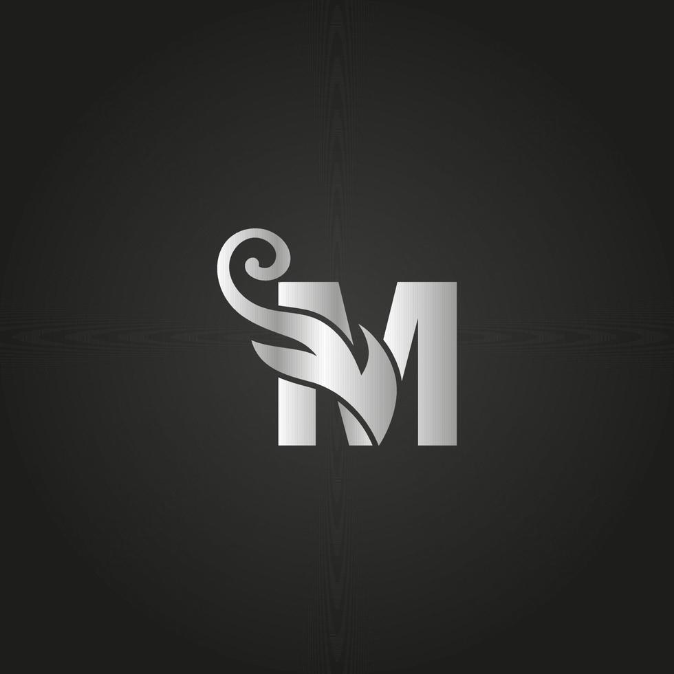 silver lyx bokstav m logotyp. m logotyp med graciös stil vektor fil.