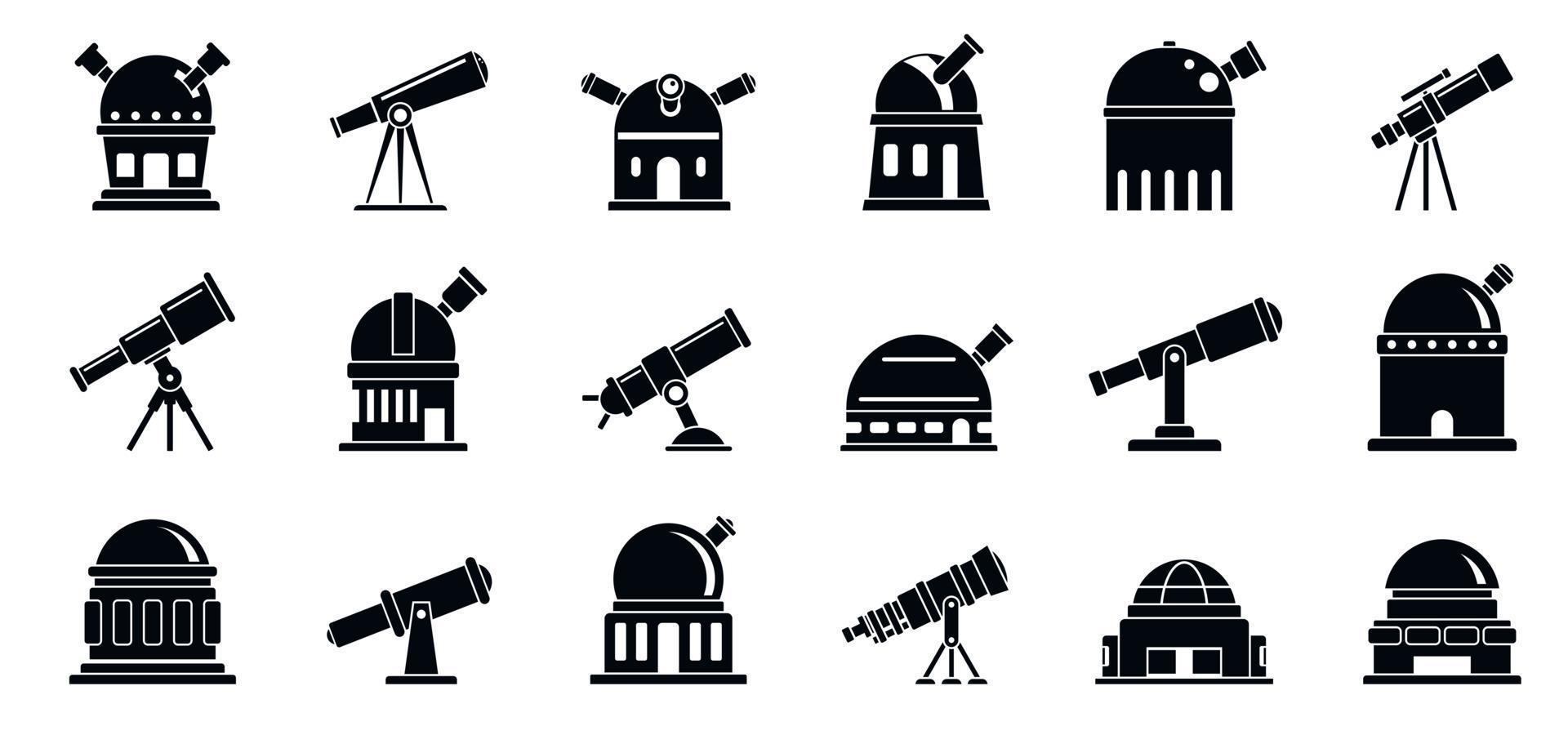 Planetariumssymbole gesetzt, einfacher Stil vektor
