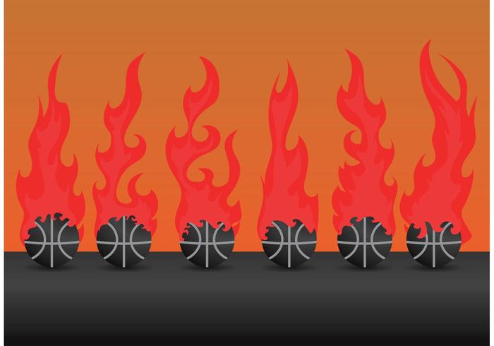 Sechs Basketball auf Feuer Vektoren