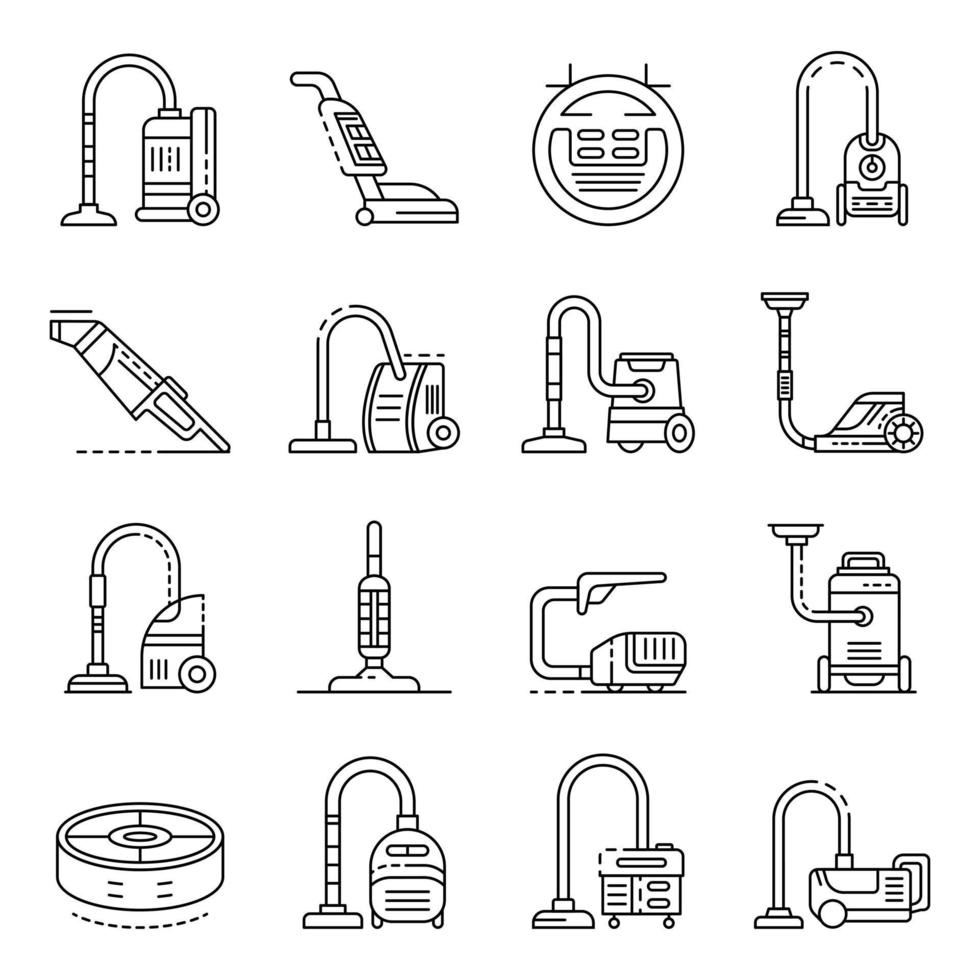 Staubsauger-Symbole gesetzt, Umrissstil vektor