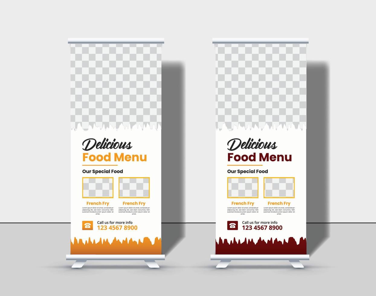 restaurang meny och mat rollup banner designmall vektor