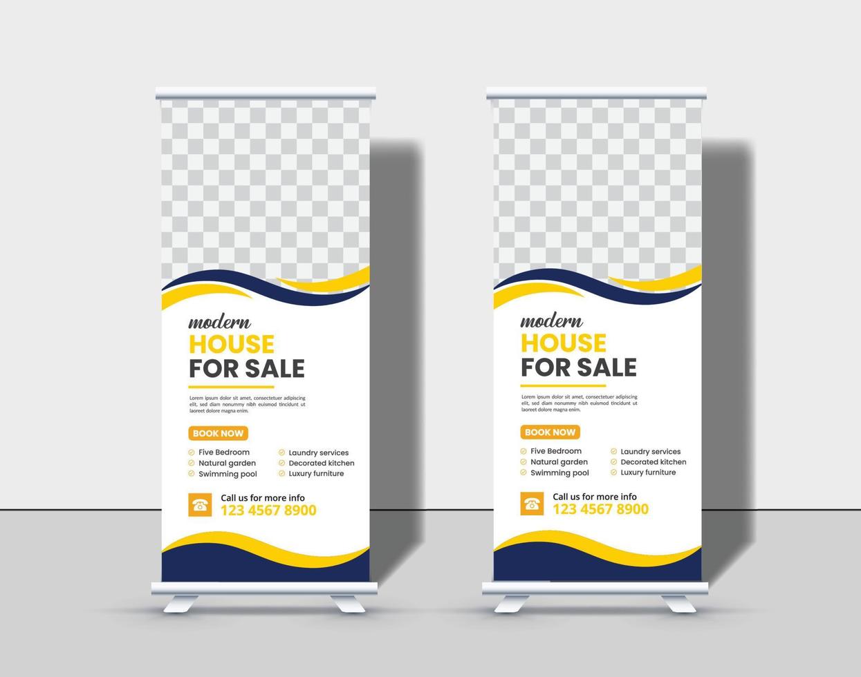 modernes immobilien-rollup-banner-design vektor