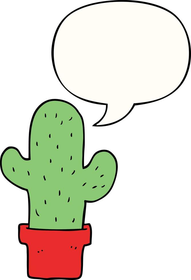 tecknad kaktus och pratbubbla vektor
