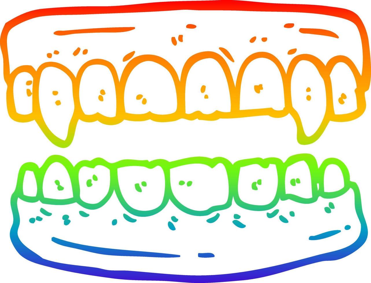 Regenbogen-Gradientenlinie, die Cartoon-Vampirzähne zeichnet vektor