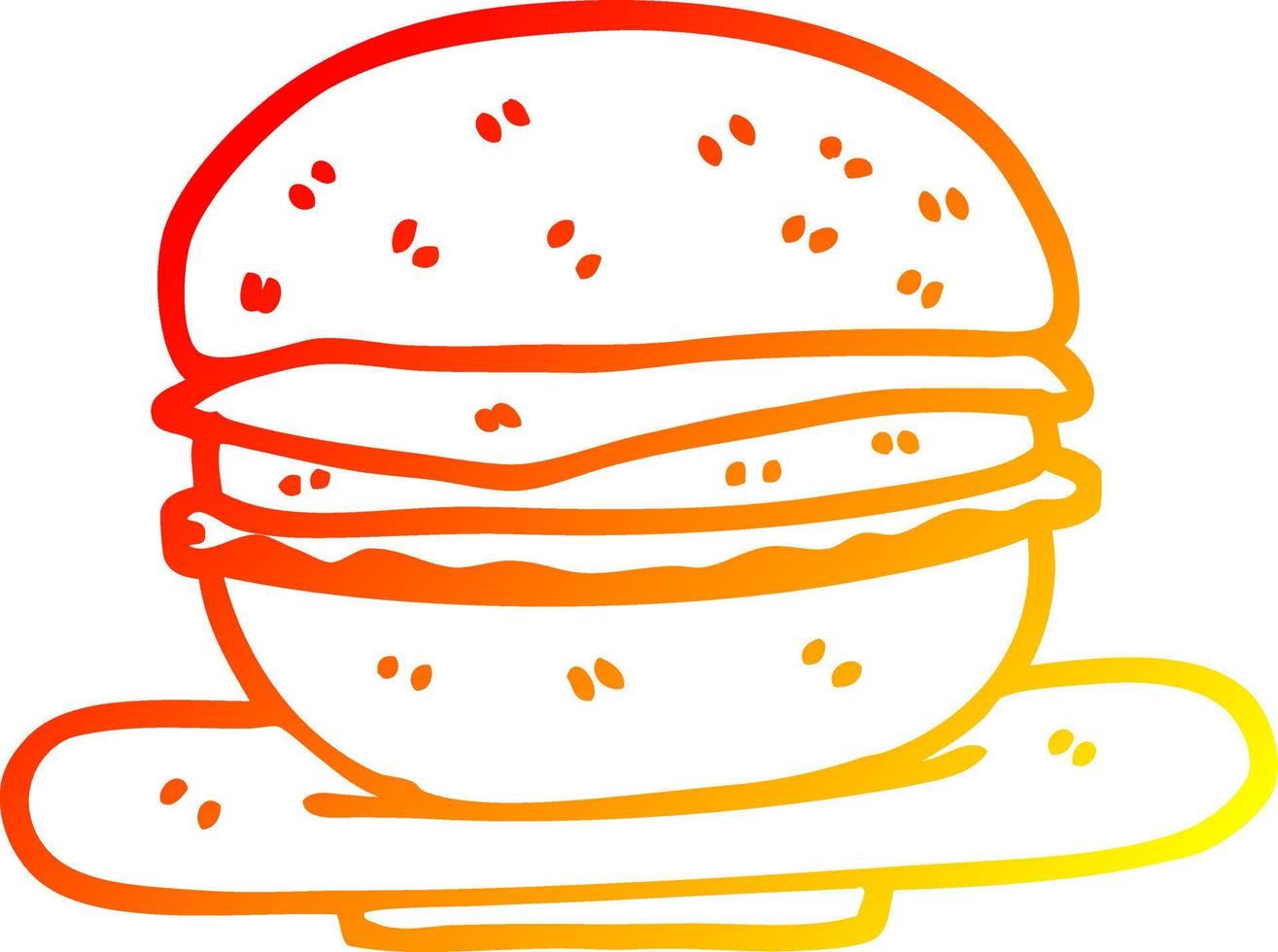 warme Gradientenlinie Zeichnung Cartoon-Burger vektor