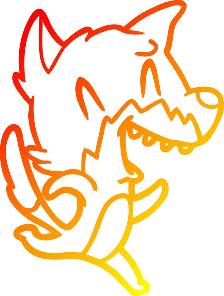 warme Farbverlaufslinie Zeichnung lachender Fuchs, der wegläuft vektor