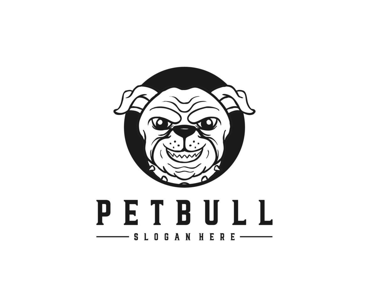 bulldog logotyp - vektor illustration, emblem design på mörk bakgrund