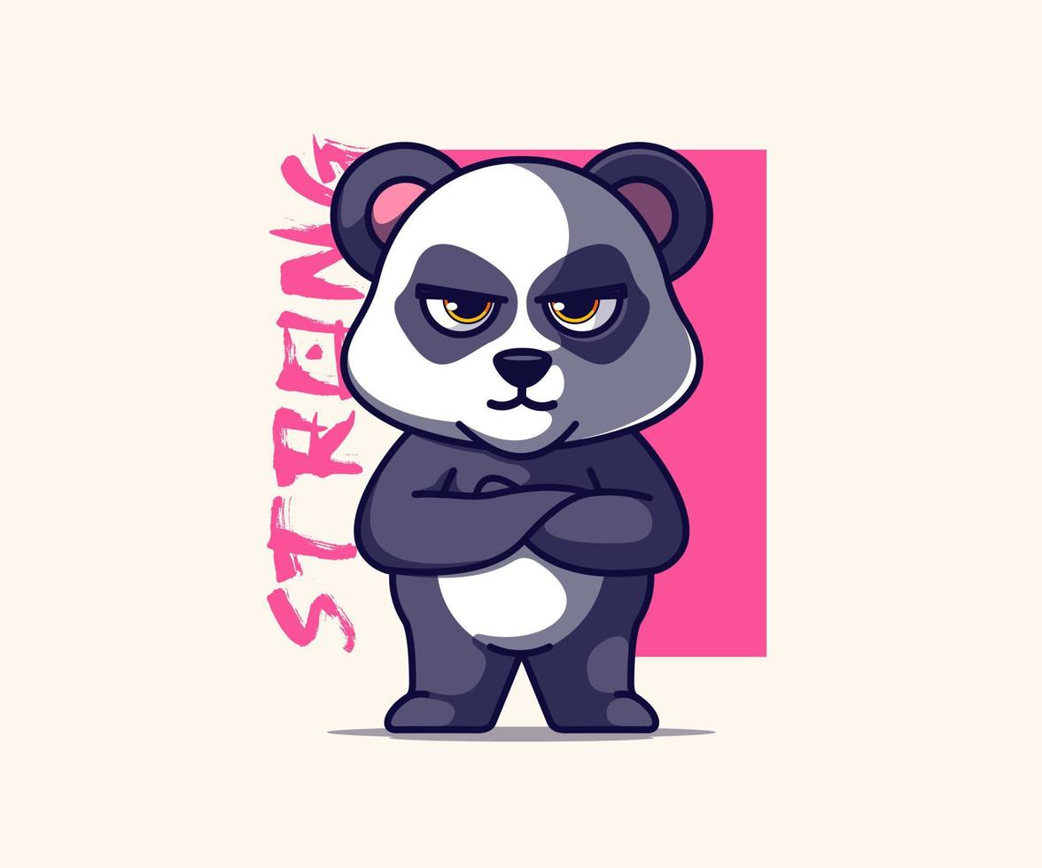 cool panda maskot illustration. ikon vektor, platt tecknad stil. vektor