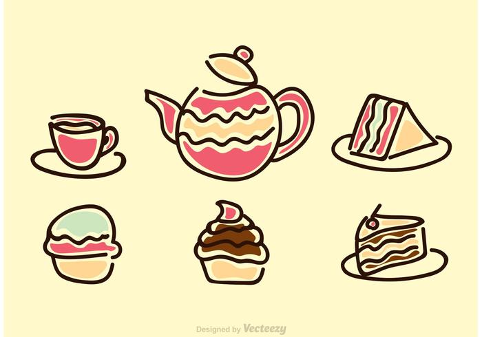 High Tea Party Ikoner Vector