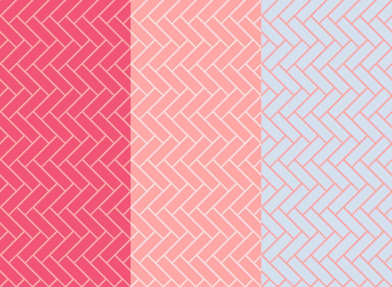 Fischgrät-Fliesenmuster. diagonale rosafarbene keramikziegelhintergründe. Vektornahtloser Illustrationssatz vektor