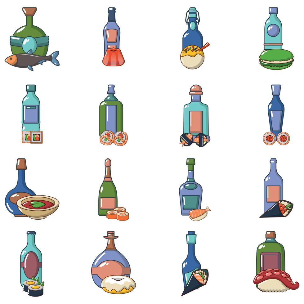 Wein-Snack-Symbole gesetzt, Cartoon-Stil vektor