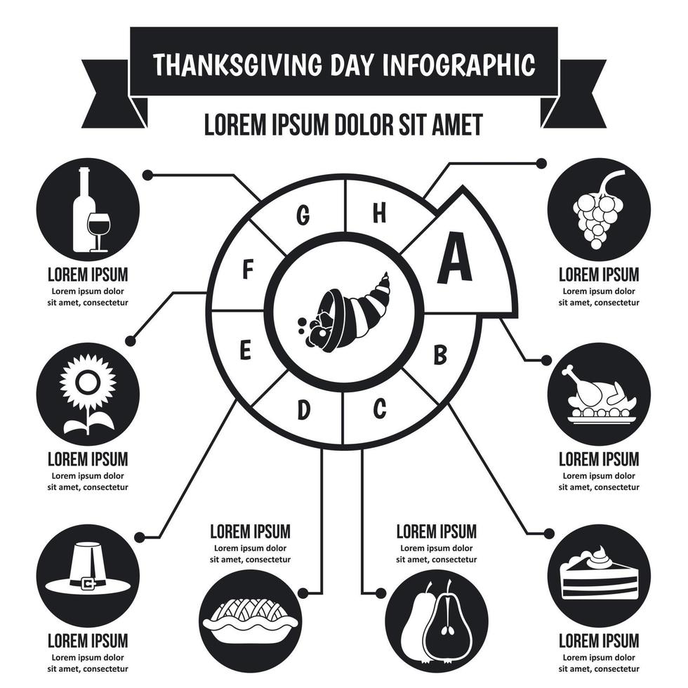 Thanksgiving Day Infografik-Konzept, einfacher Stil vektor