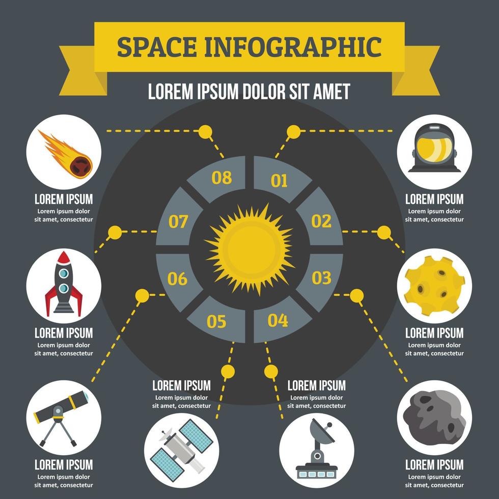 utrymme infographic koncept, platt stil vektor