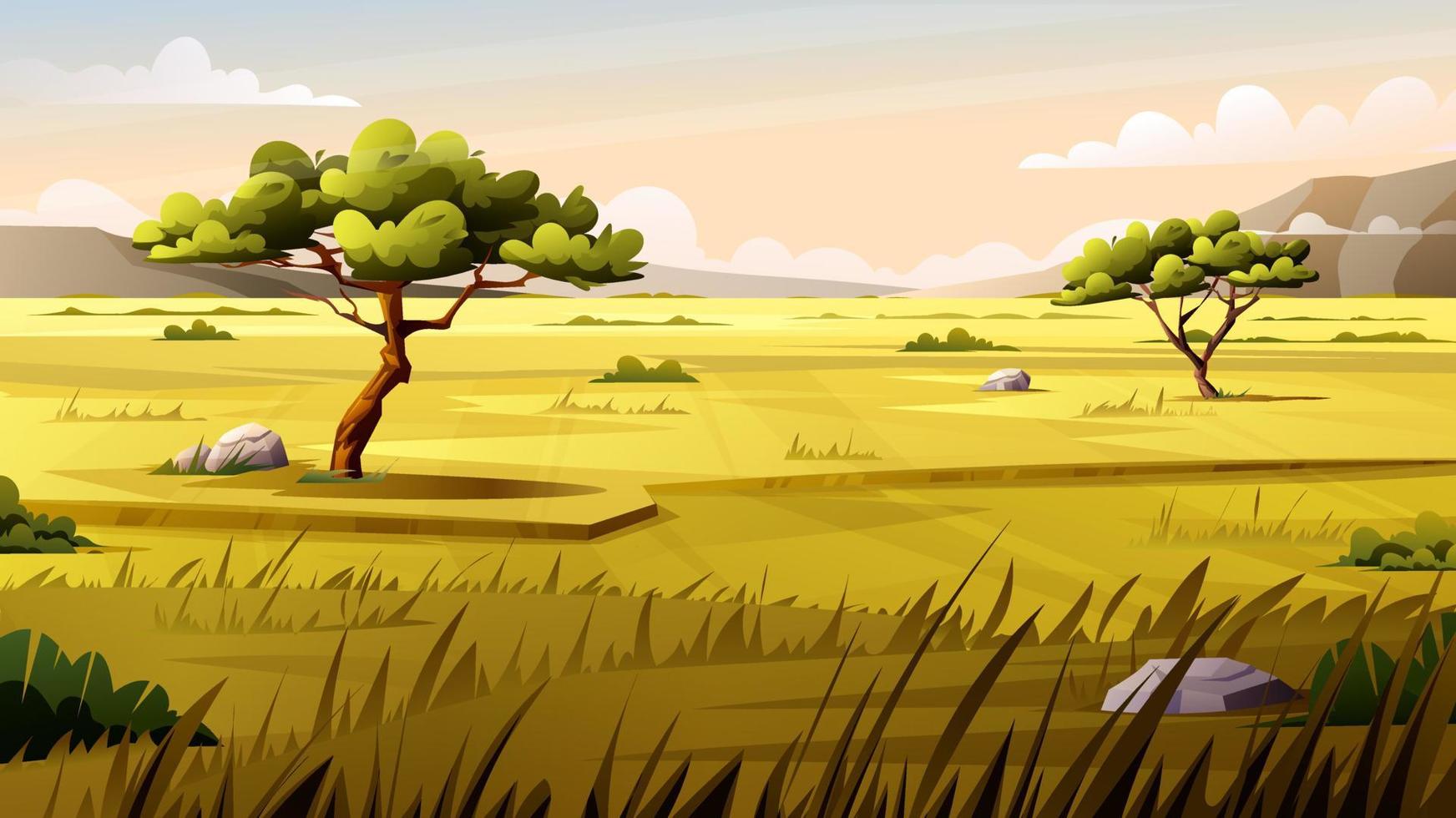 landskap av savann i tecknad stil vektor