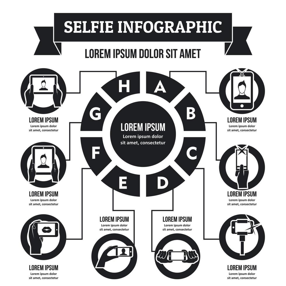 Selfie-Infografik-Konzept, einfacher Stil vektor