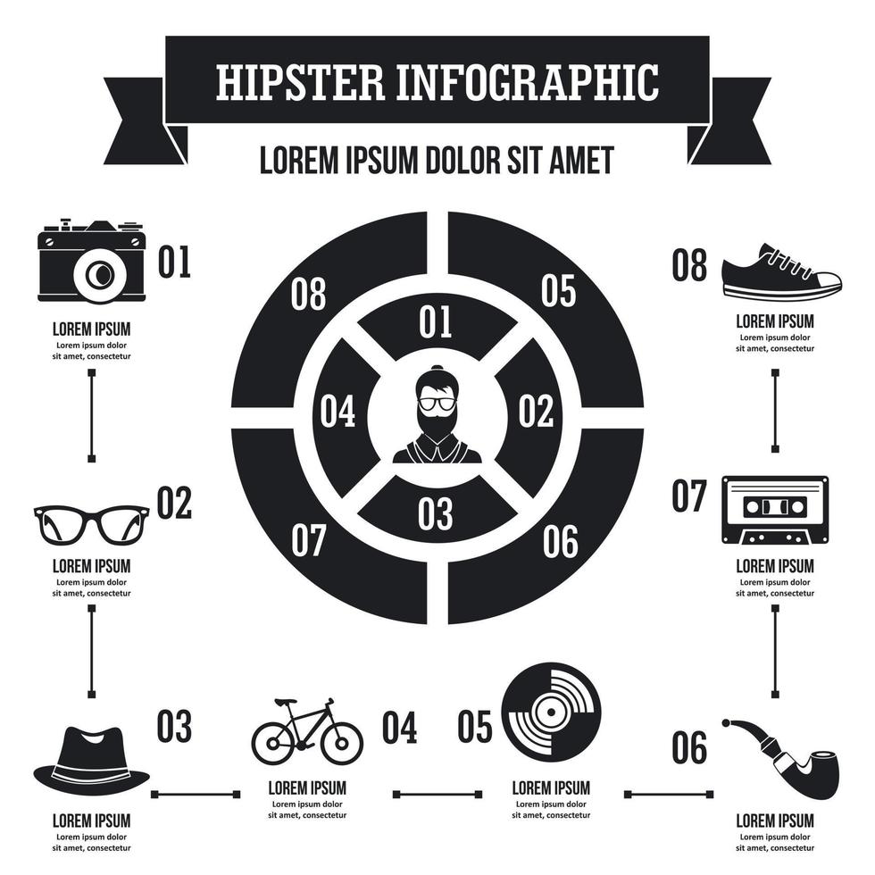 Hipster-Infografik-Konzept, einfacher Stil vektor