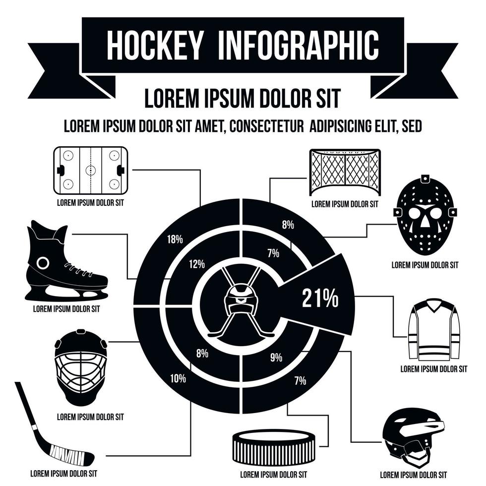 Hockey-Infografik, einfacher Stil vektor