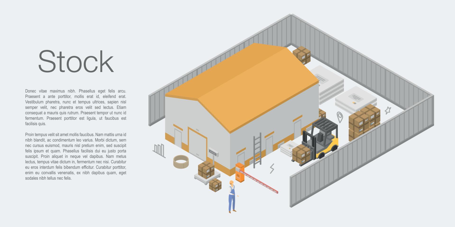 Stock Warehouse Concept Banner, isometrischer Stil vektor