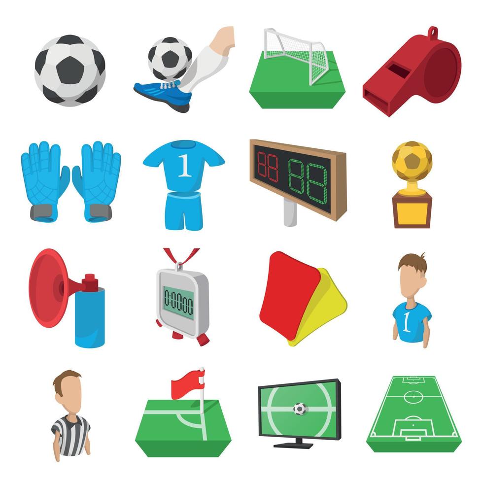 fotboll tecknade ikoner set vektor