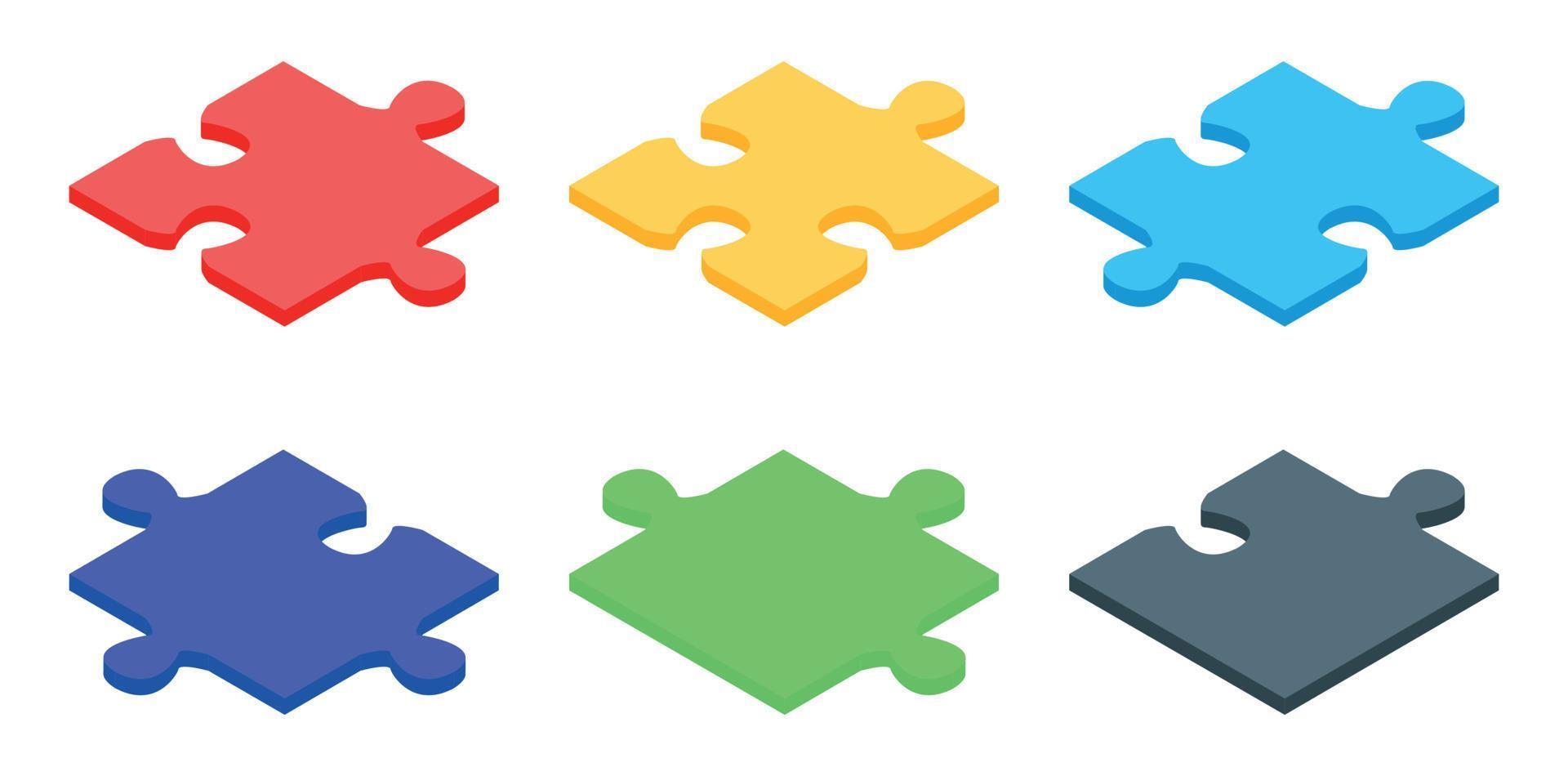 Puzzle-Icons gesetzt, isometrischer Stil vektor
