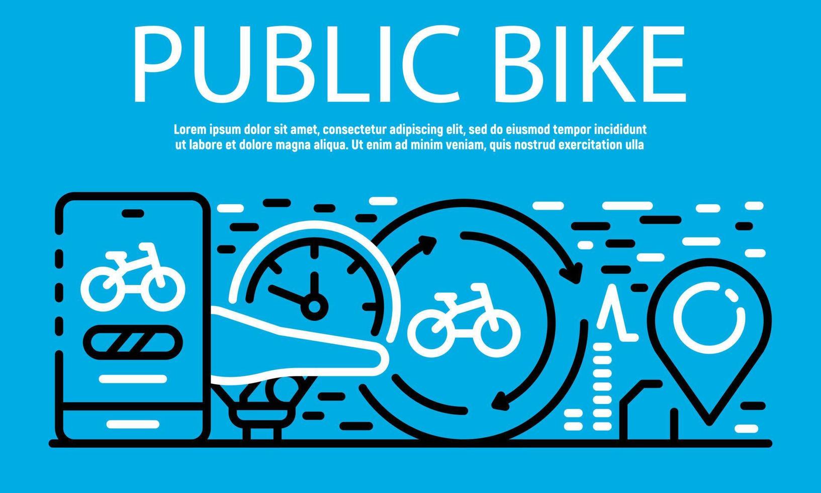 offentlig cykel banner, kontur stil vektor